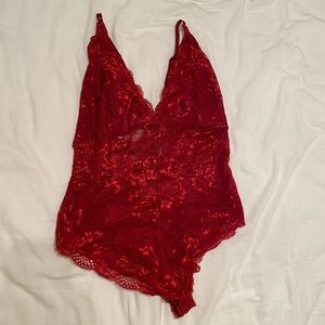 Red one piece bodysuit lingerie